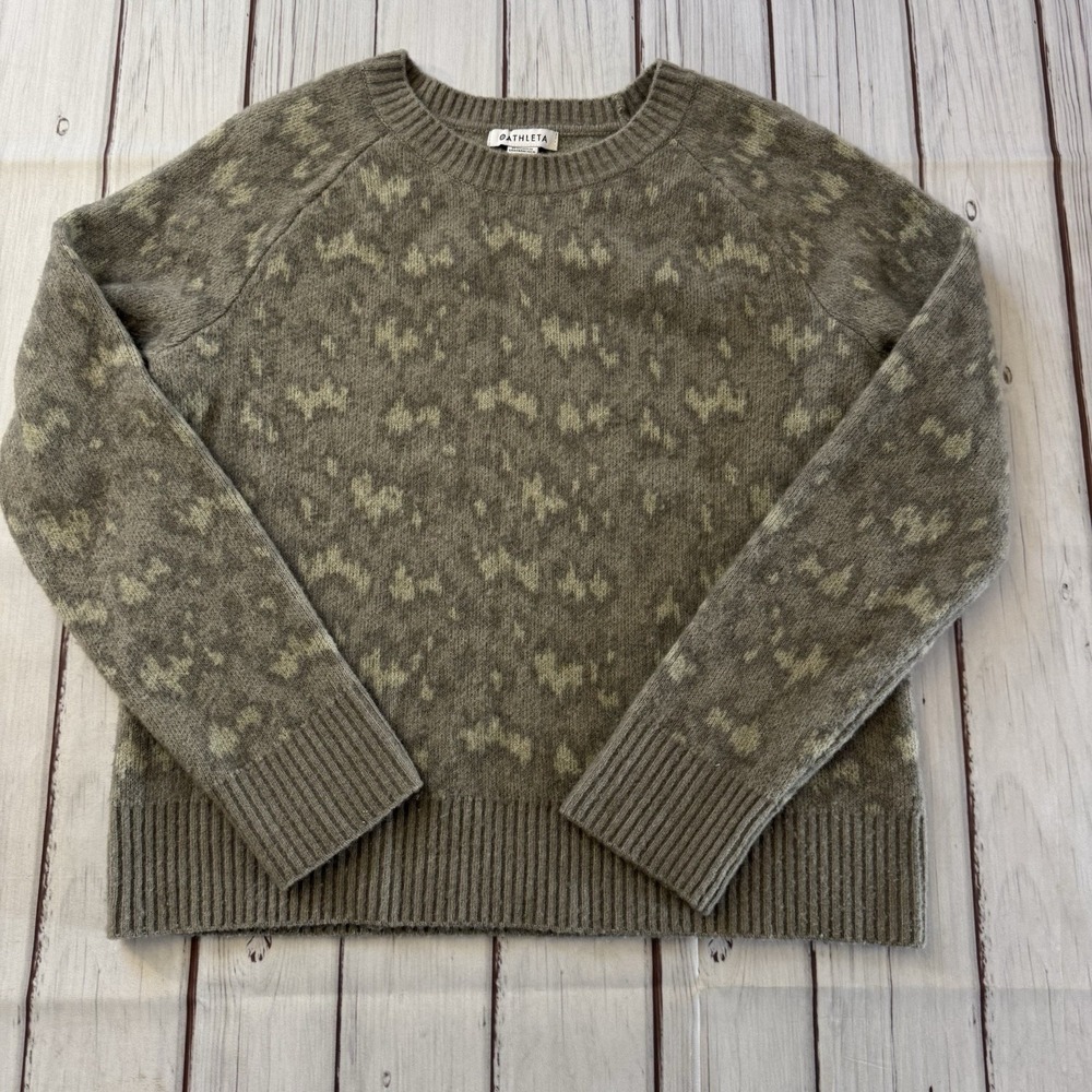 ATHLETA MERINO EXTRA FINE WOOL Blend Hawthorn Textured Crew Sweater Size XS Cash